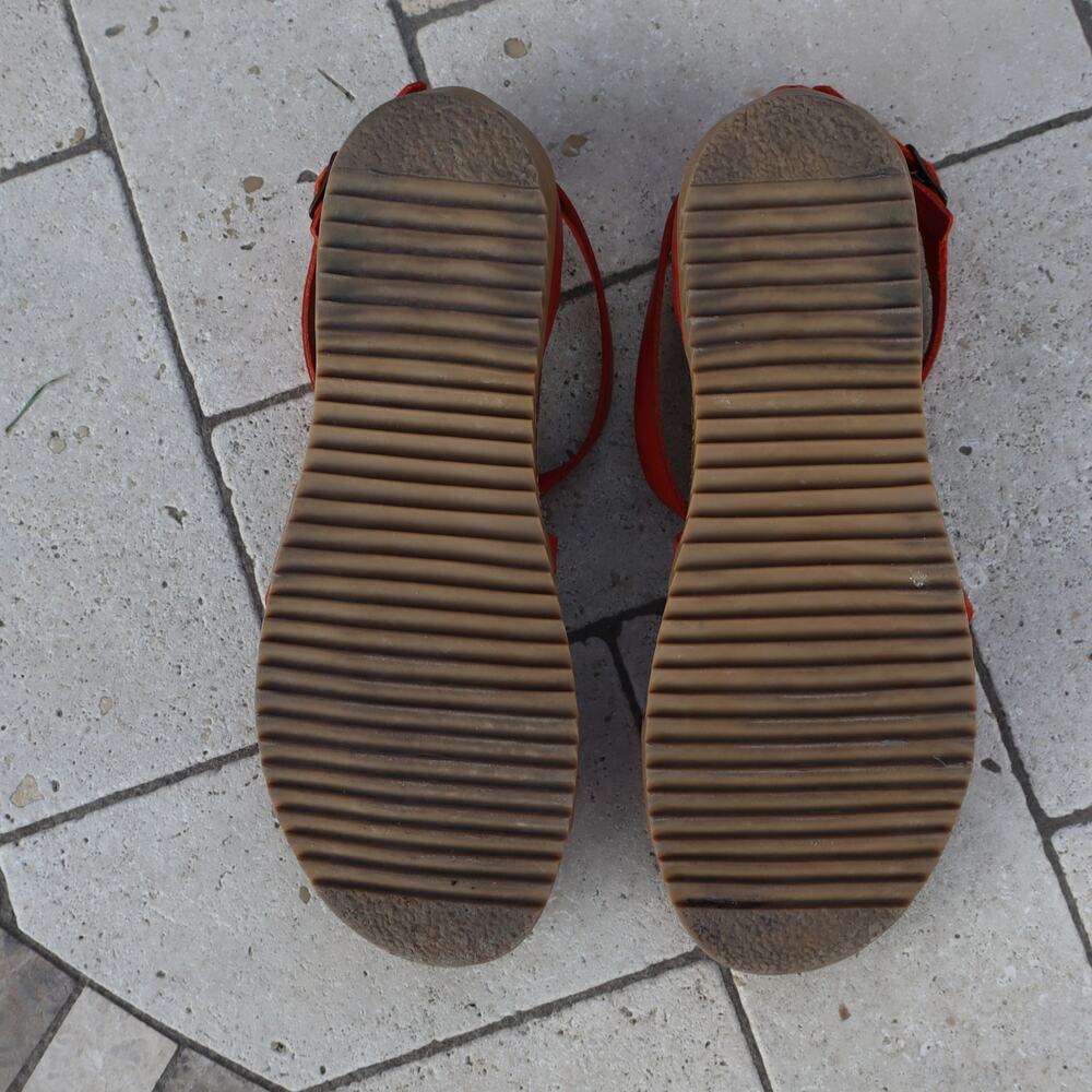 Bos & Co Sandals Leather Orange Strappy Cork Sole Made in Italy Size 37/6 - Picture 5 of 15